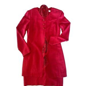 Vintage Depeche 2 Red Sheath Coat Dress Shoulder Pad USA DYNASTY Joan Collins